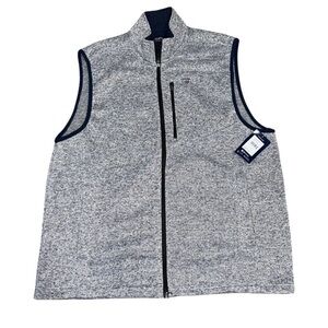 Chaps Men's Sleeveless Fleece Vest Full Zip Size XL Gray NEW NWT Pockets